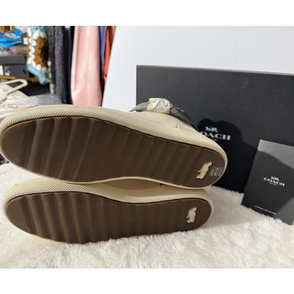 Coach Hi-Top Leather Sneakers Sheep Napa Suede Chalk/Chalk 10M Womens New in Box - Picture 5 of 7